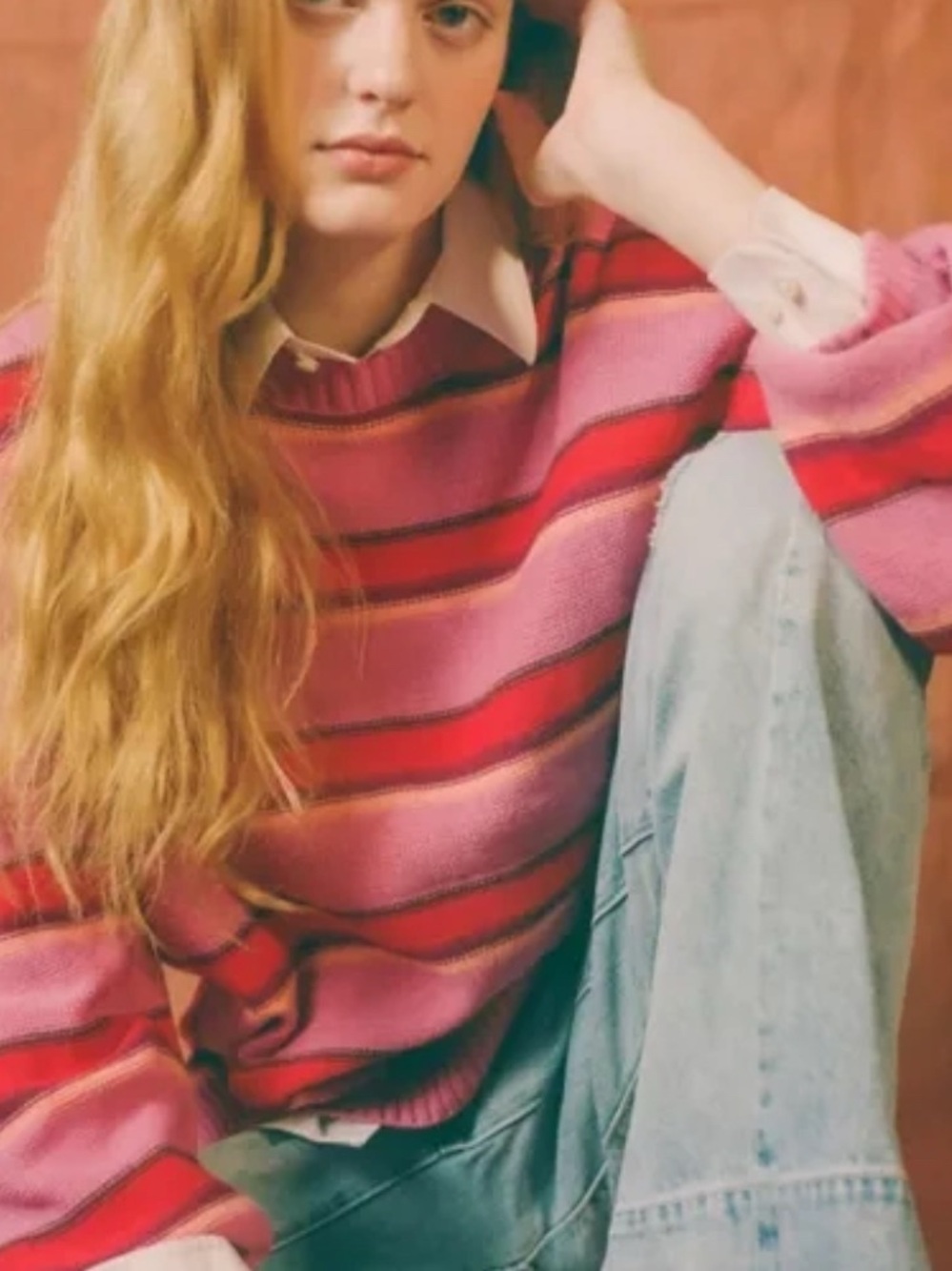 URBAN OUTFITTERS BDG Pink Striped UO CHARLIE Pullover SWEATER Sz S NWOT